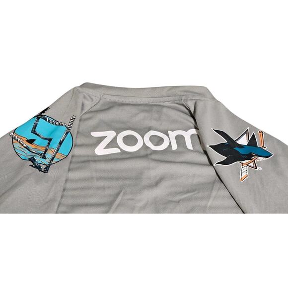 San Jose Sharks Promo Jersey Open Water Hockey Logo Gray Jeff McMillan Mens M - Picture 8 of 11